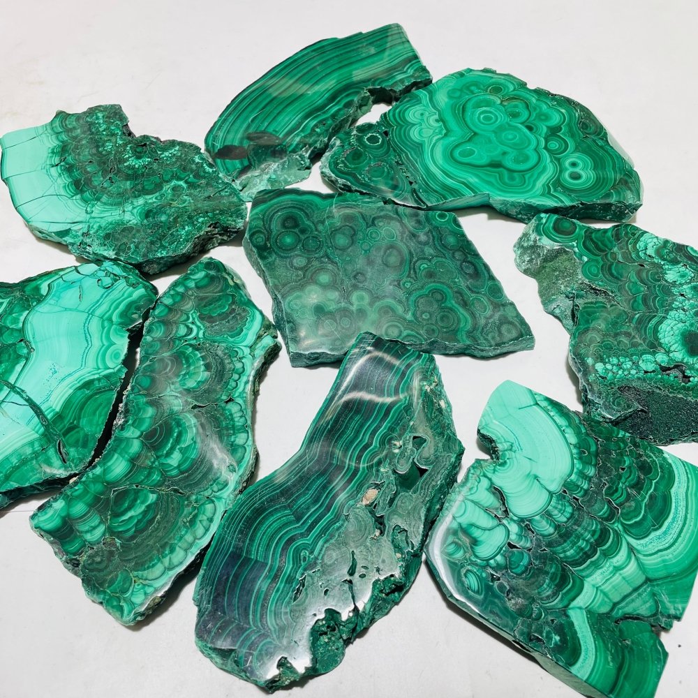 9 Pieces Large Polished Malachite Slab -Wholesale Crystals