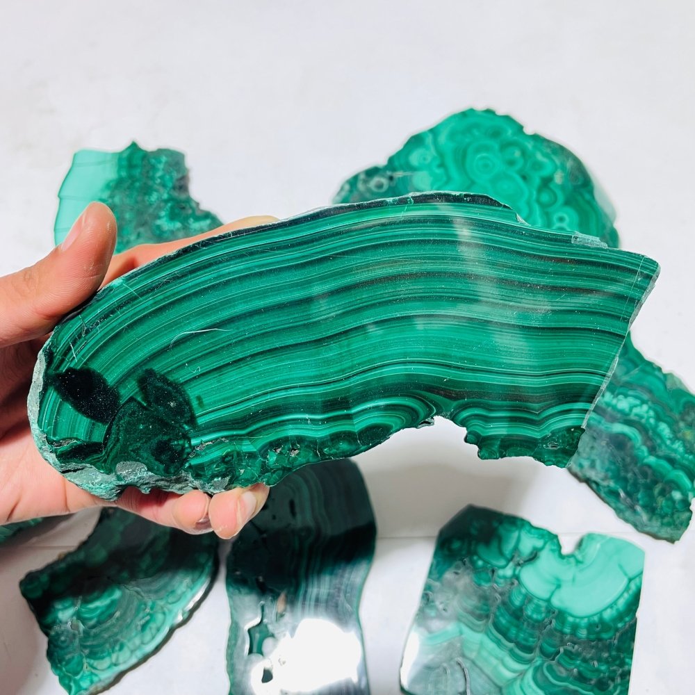 9 Pieces Large Polished Malachite Slab -Wholesale Crystals