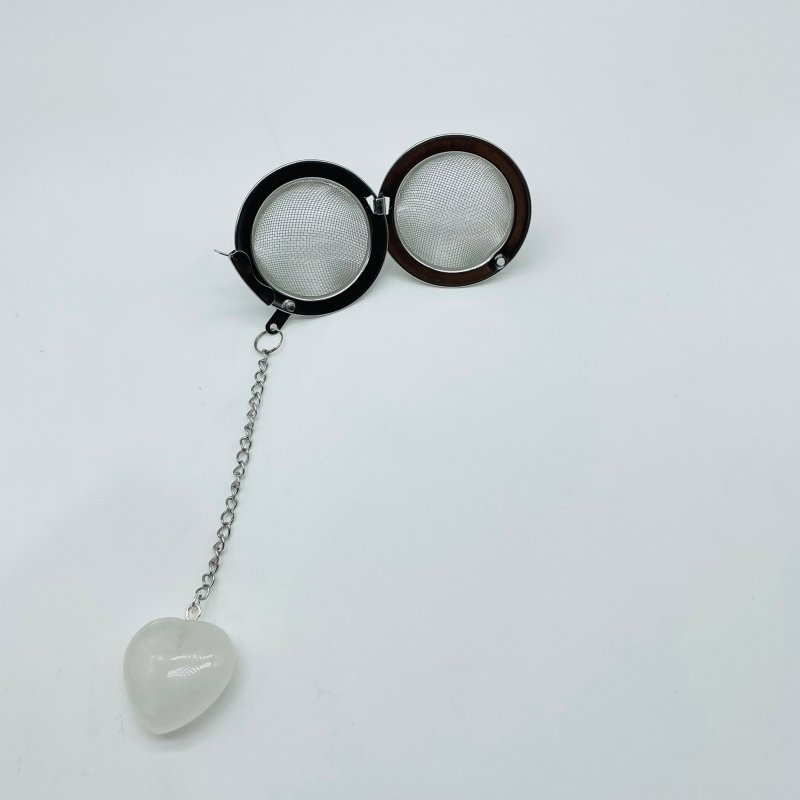 9 Types Crystal Heart 304 Stainless Steel Tea Leak Proof Mesh Filter With Chain - Wholesale Crystals