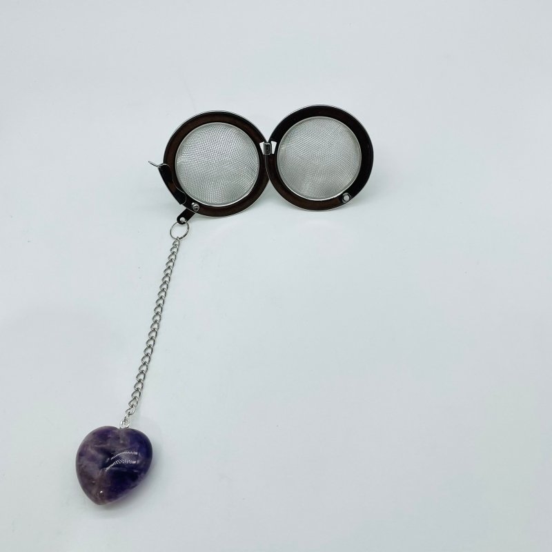 9 Types Crystal Heart 304 Stainless Steel Tea Leak Proof Mesh Filter With Chain - Wholesale Crystals