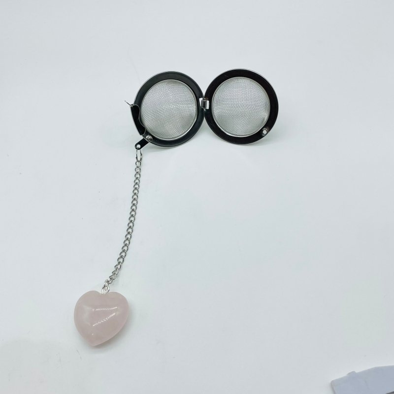 9 Types Crystal Heart 304 Stainless Steel Tea Leak Proof Mesh Filter With Chain - Wholesale Crystals