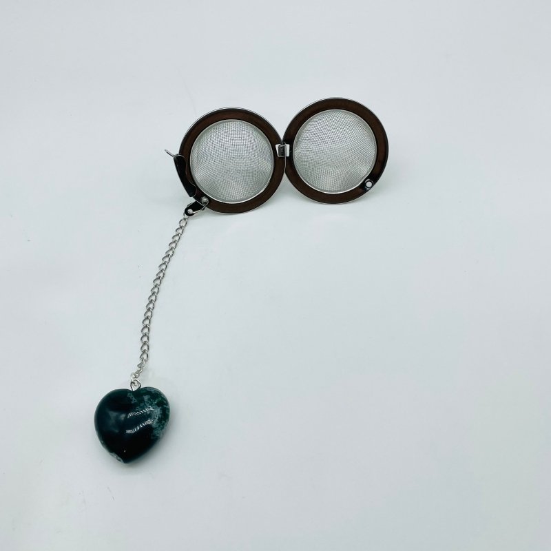 9 Types Crystal Heart 304 Stainless Steel Tea Leak Proof Mesh Filter With Chain - Wholesale Crystals