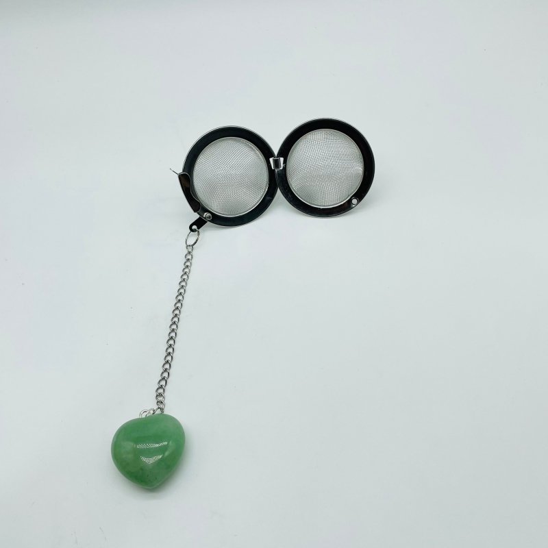 9 Types Crystal Heart 304 Stainless Steel Tea Leak Proof Mesh Filter With Chain - Wholesale Crystals