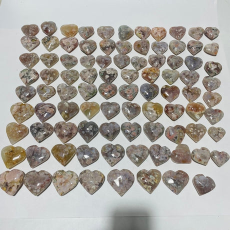 91 Pieces High Quality Sakura Flower Agate Heart -Wholesale Crystals