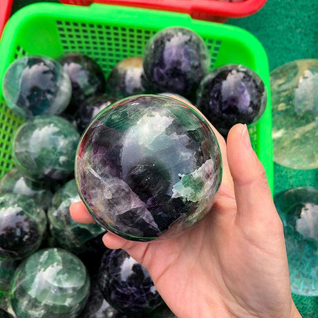 Green and Purple Fluorite Crystal Sphere -Wholesale Crystals