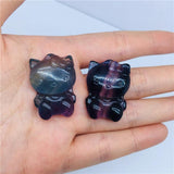 Colorful Rainbow Fluorite Crystal Hello Kitty -Wholesale Crystals