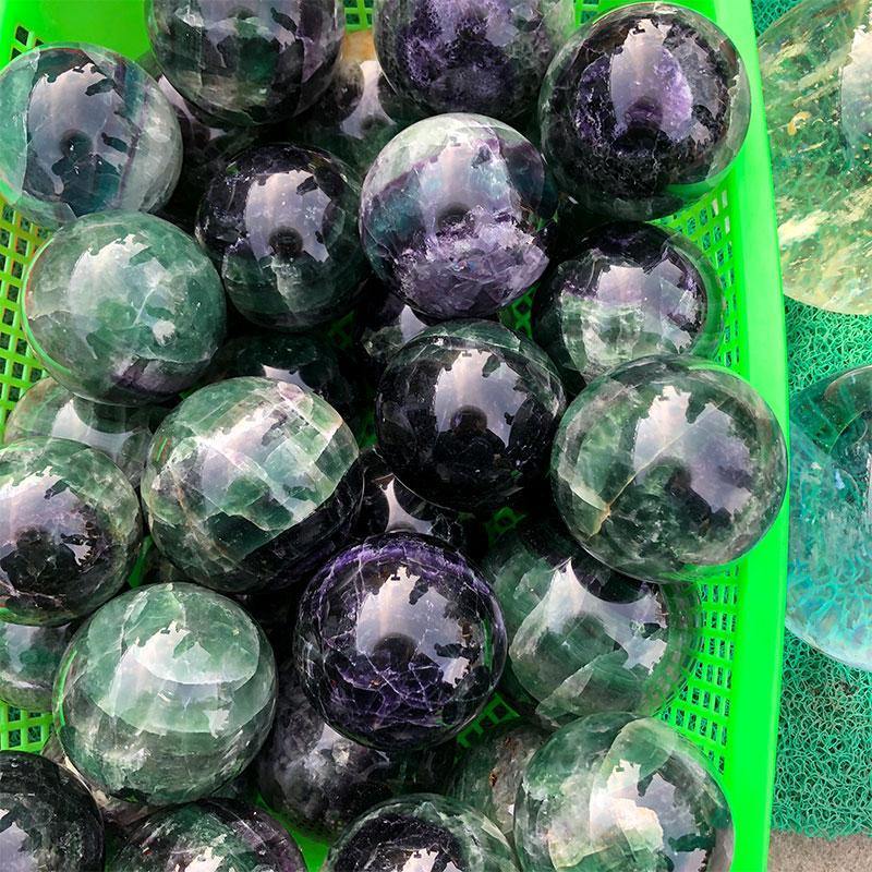 Green and Purple Fluorite Crystal Sphere -Wholesale Crystals