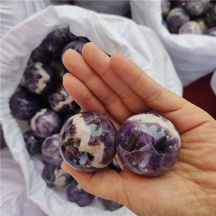 amethyst chevron sphere ball 1.5-2.5in(4-6.2cm) -Wholesale Crystals