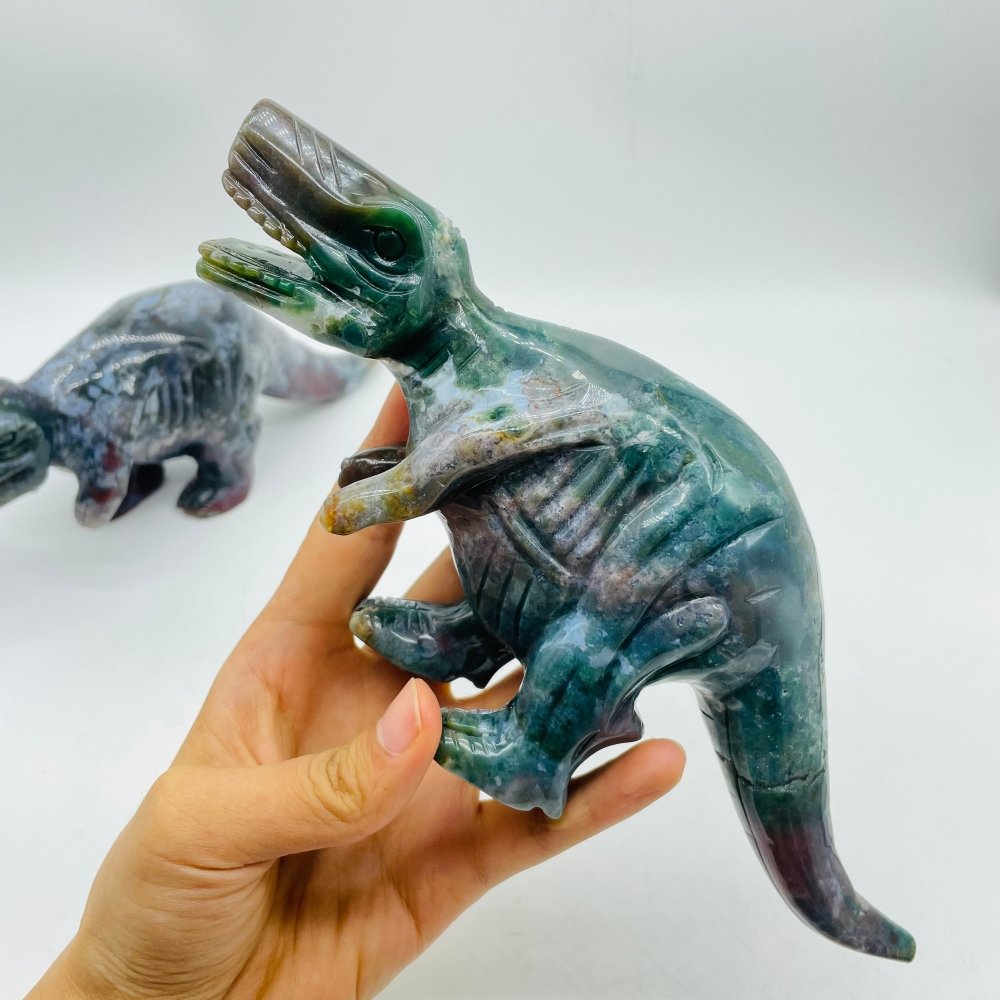 2 Pieces Large Ocean Jasper Tyrannosaurus Rex Dinosaur Carving -Wholesale Crystals