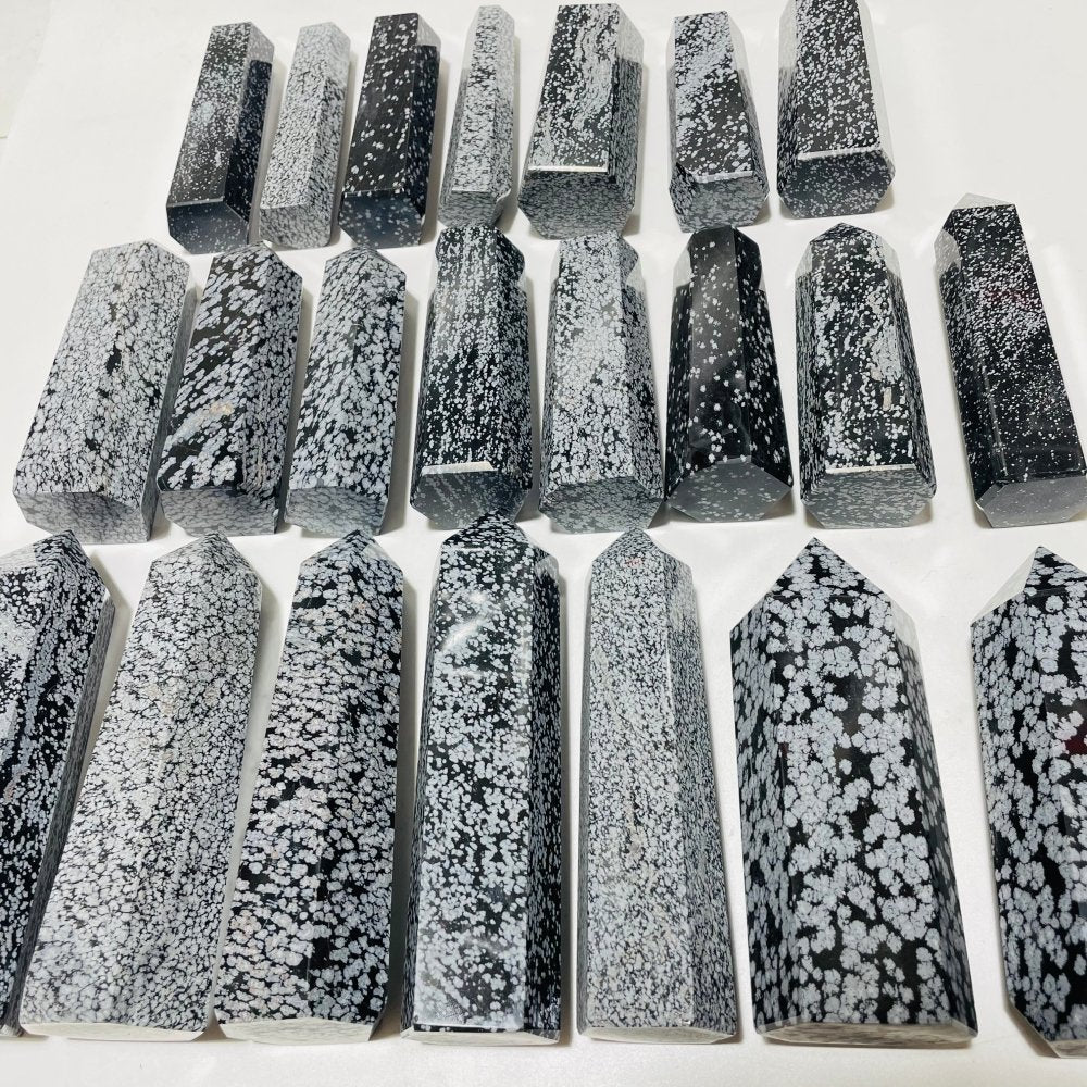 22 Pieces Large Snowflake Obsidian Tower Points -Wholesale Crystals