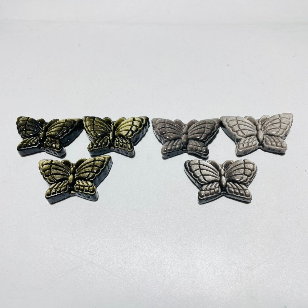 Beautiful Butterfly Carving Wholesale Gold Silver Sheen Obsidian -Wholesale Crystals