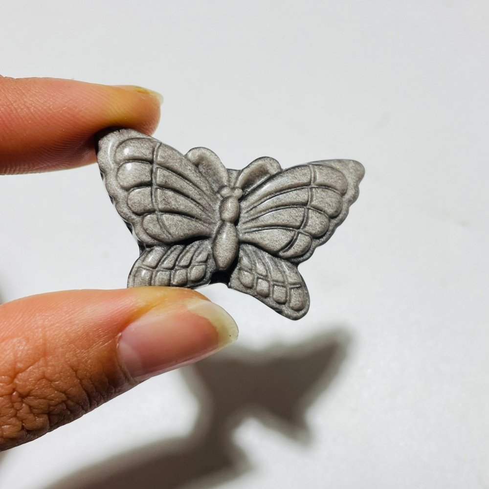 Beautiful Butterfly Carving Wholesale Gold Silver Sheen Obsidian -Wholesale Crystals