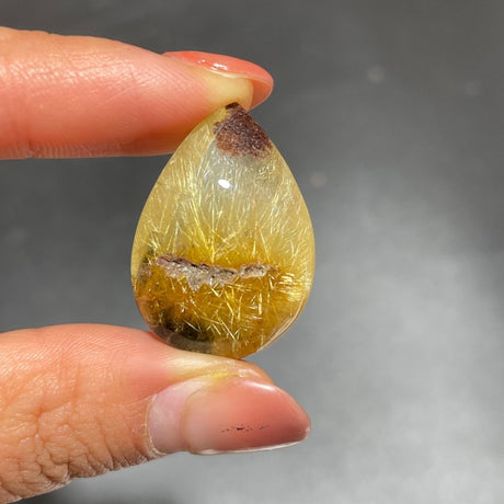 Beautiful Golden Rutile Mixed Green Garden Quartz Teardrop Pendant -Wholesale Crystals