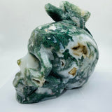 Beautiful Large Moss Agate Bird Skull Carving -Wholesale Crystals