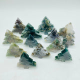 Beautiful Moss Agate Pine Tree Christmas Tree Carving Wholesale -Wholesale Crystals