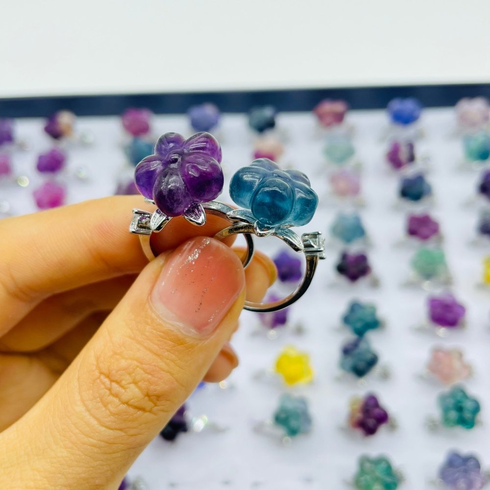 Beautiful Rainbow Fluorite Flower Ring Wholesale -Wholesale Crystals