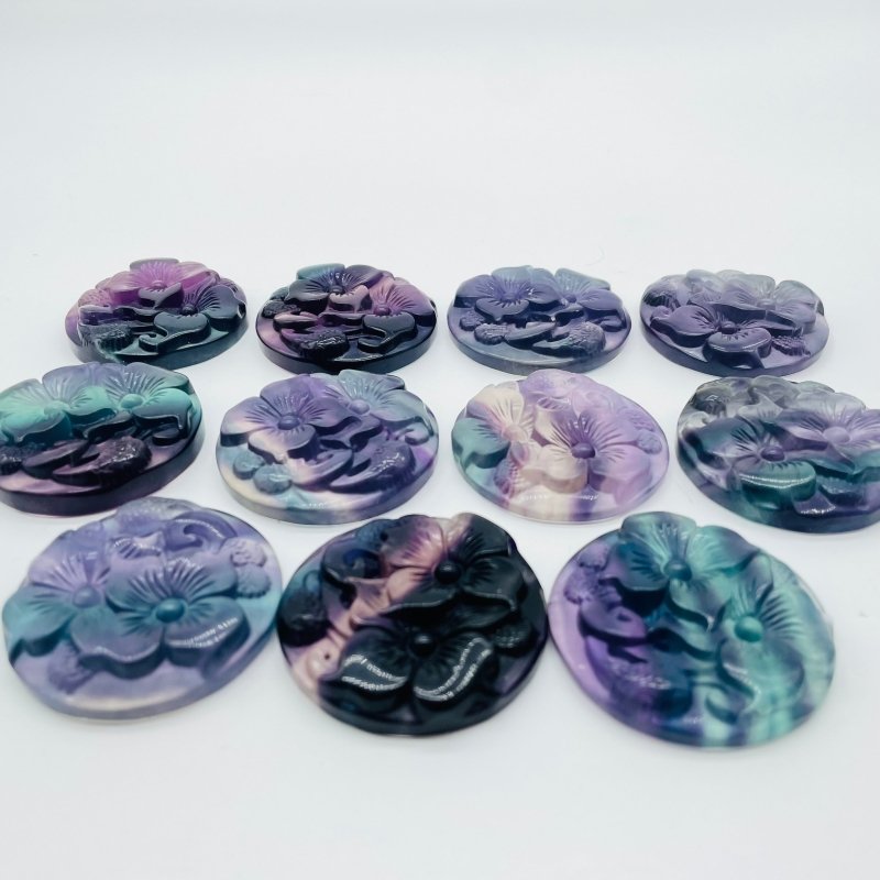 Beautiful Rainbow Fluorite Flowers Carving Wholesale -Wholesale Crystals