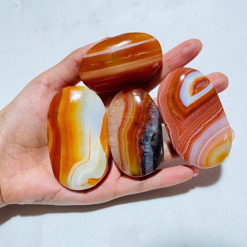 Beautiful Stripe Carnelian Mixed Quartz Palm Wholesale -Wholesale Crystals