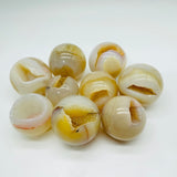 Beautiful Yellow Druzy Agate Geode Smile Open Mouth Agate Sphere Ball Wholesale -Wholesale Crystals