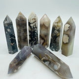 Black Sakura Flower Agate Tower Point Crystal Wholesale -Wholesale Crystals