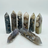 Black Sakura Flower Agate Tower Point Crystal Wholesale -Wholesale Crystals