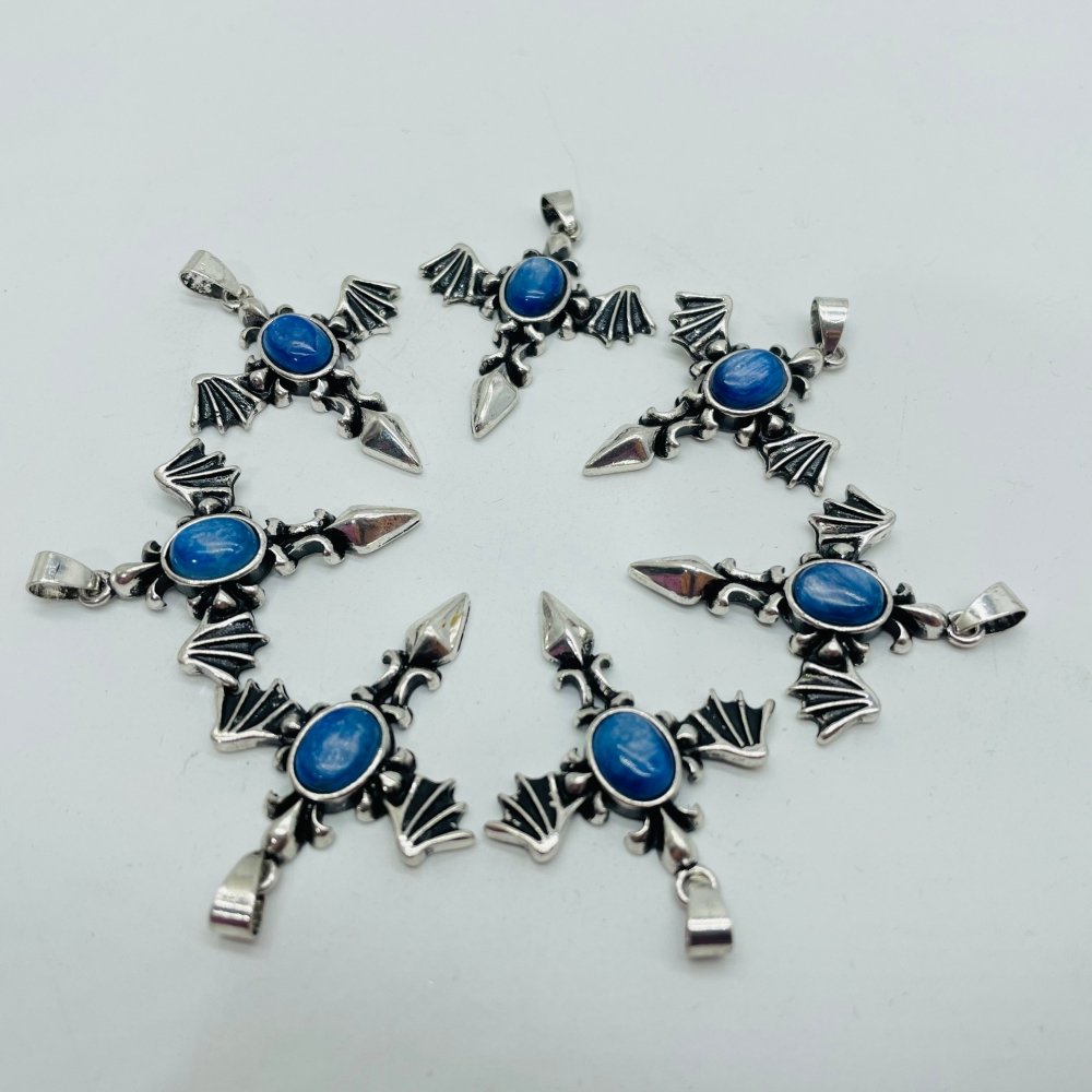 Blue Kyanite DIY Pendant Demon Sword Pendant Wholesale Gothic Sword with Devil Wing -Wholesale Crystals