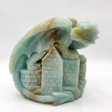 Caribbean Calcite Flying Dragon With Castle Carving -Wholesale Crystals