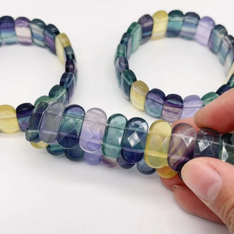 Colorful Rainbow Fluorite Elastic Bracelet Wholesale - Wholesale Crystals