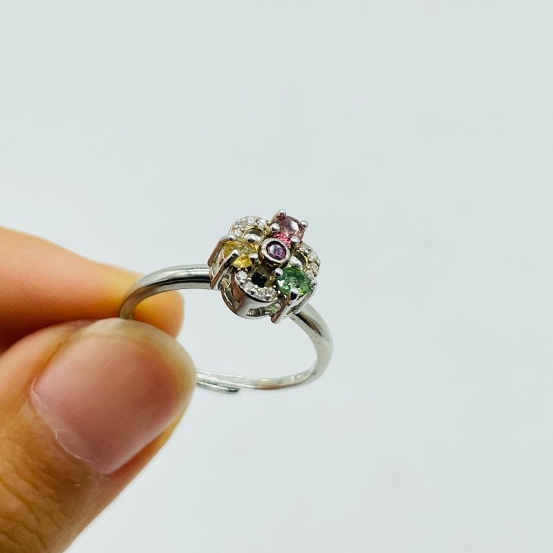 Colorful Tourmaline Gemstone Rotatable Sterling Silver Ring Wholesale -Wholesale Crystals