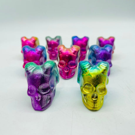 Colourful Aura Pyrite Shofar Skull Horned Devil Carving Wholesale -Wholesale Crystals