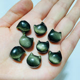 Mini Gold&Silver Sheen Obsidian Cat Head Shape Carving Wholesale -Wholesale Crystals