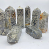 Flower Pyrite Mixed Agate Four-Sided Tower Point Wholesale -Wholesale Crystals