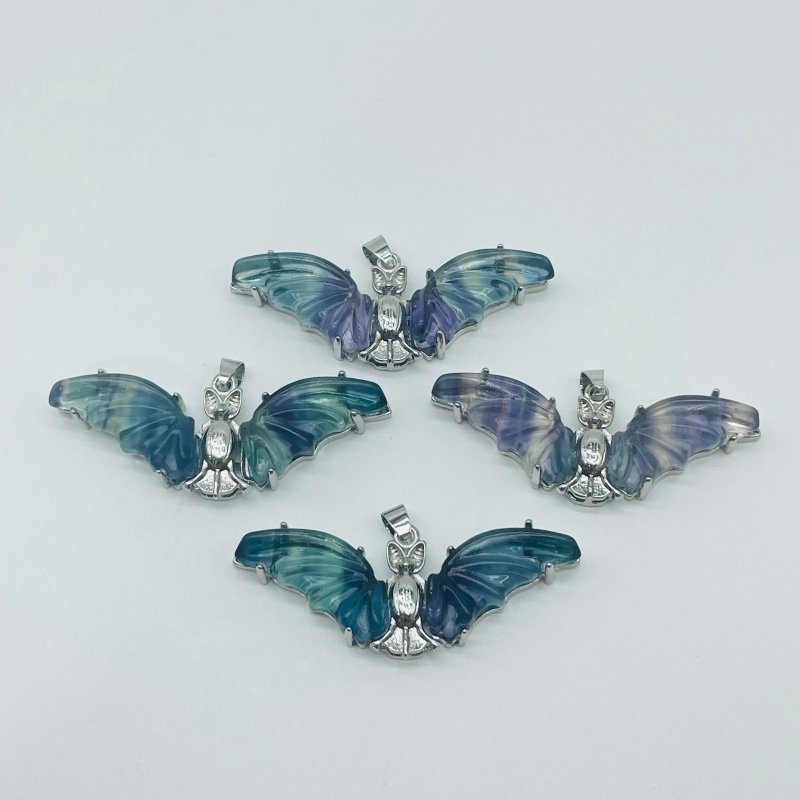 Fluorite Bat Carving Pendant Halloween Stone Bat Wholesale -Wholesale Crystals