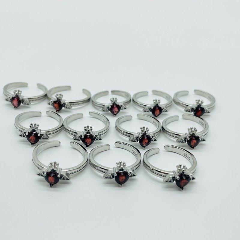 Garnet Cut Faceted Heart Ring Bat Crown Wholesale -Wholesale Crystals