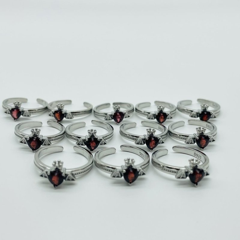 Garnet Cut Faceted Heart Ring Bat Crown Wholesale -Wholesale Crystals