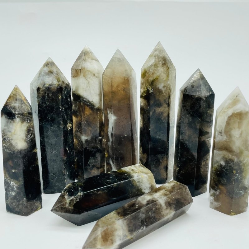 Green Mica Mixed Clear Quartz Tower Points Wholesale - Wholesale Crystals