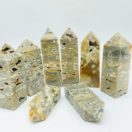 Grey Ocean Jasper Four-Sided Tower Point Wholesale -Wholesale Crystals