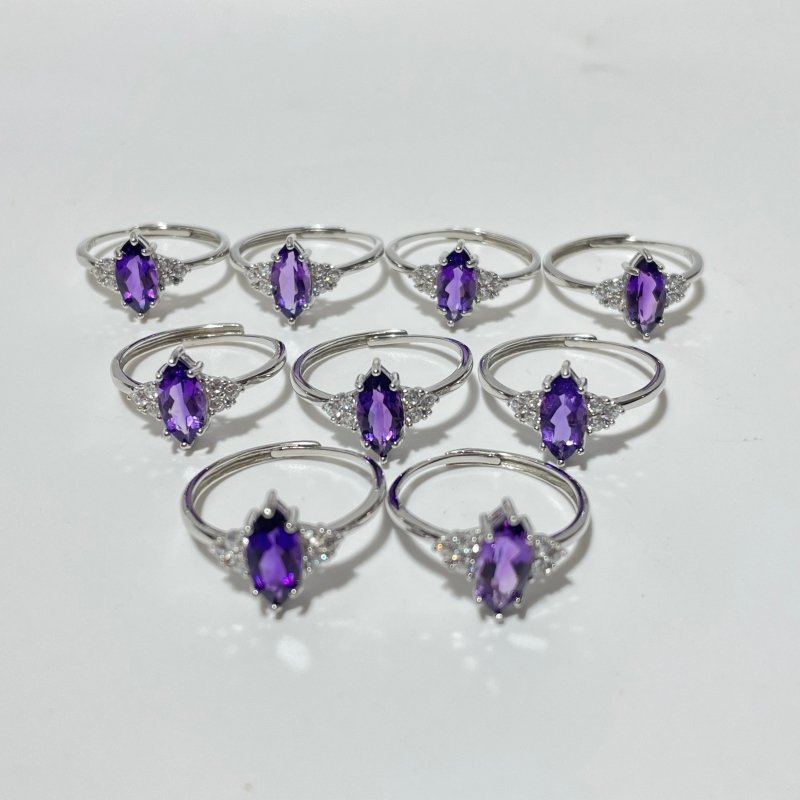 High Quality Amethyst Cut Faceted S925 Sterling Silver Ring Wholesale - Wholesale Crystals