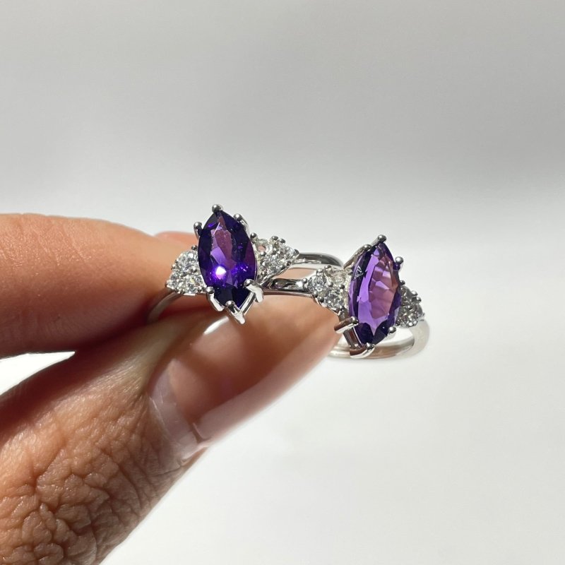 High Quality Amethyst Cut Faceted S925 Sterling Silver Ring Wholesale - Wholesale Crystals