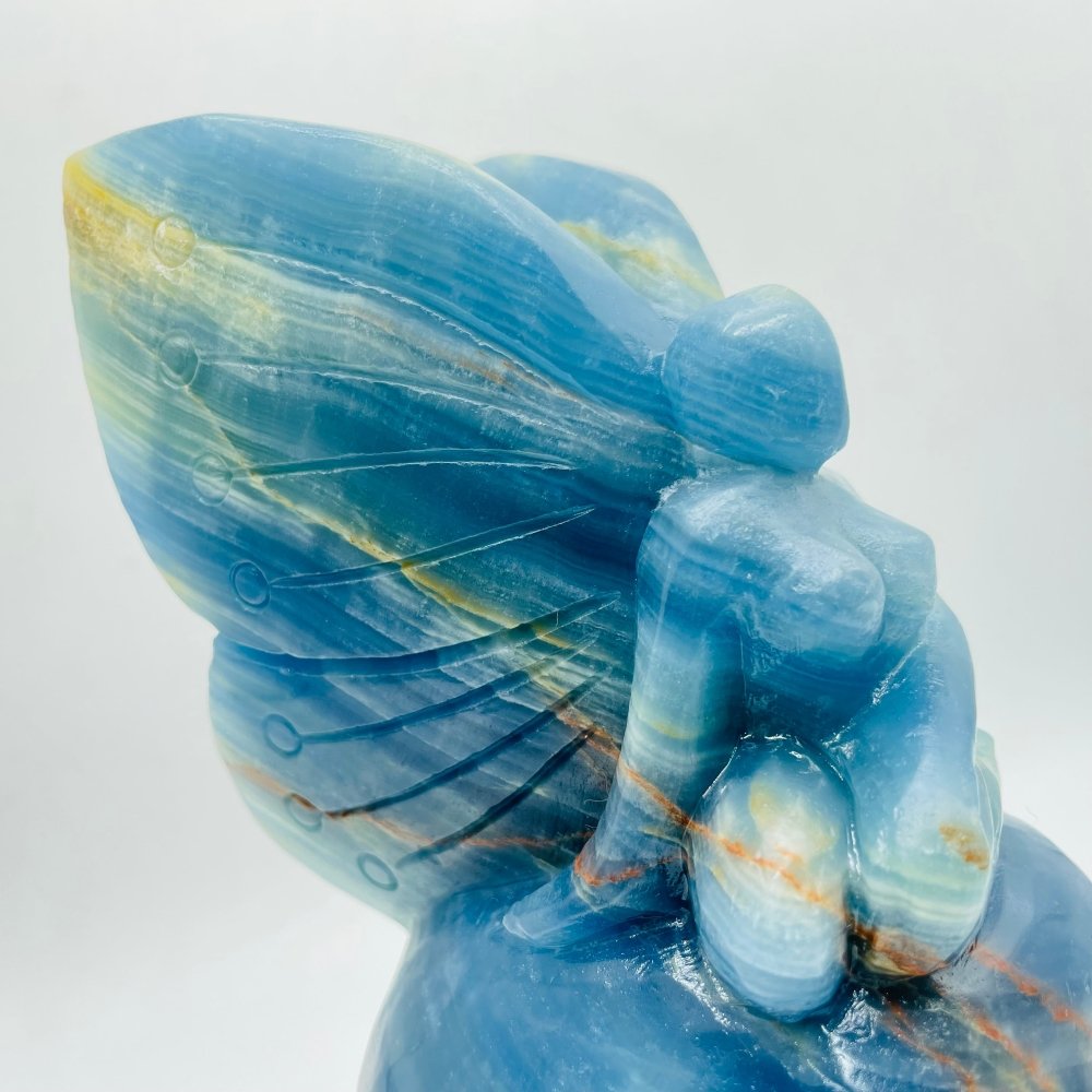 High Quality Blue Onyx Butterfly Fairy Skull Carving -Wholesale Crystals