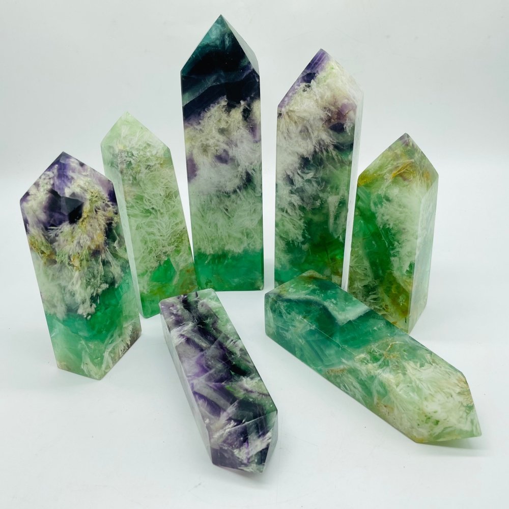 High Quality Large Feather Fluorite Four-Sided Tower Point Wholesale -Wholesale Crystals