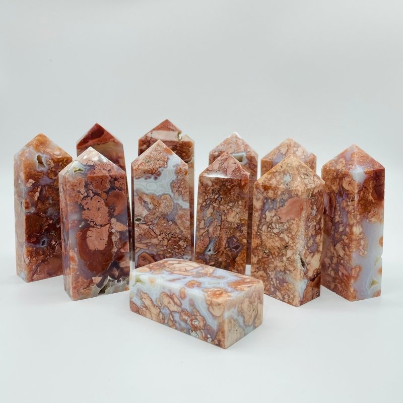 High Quality Pink Agate Fat Four-Sided Tower Point Wholesale -Wholesale Crystals