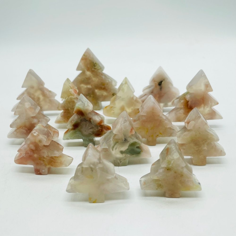 High Quality Sakura Agate Christmas Tree Carving Crystals Wholesale -Wholesale Crystals