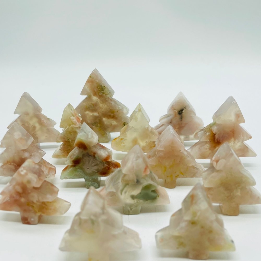 High Quality Sakura Agate Christmas Tree Carving Crystals Wholesale -Wholesale Crystals