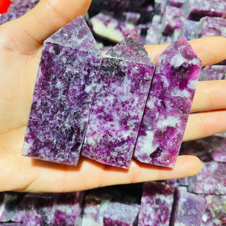 High Quality Spark Lepidolite Four-Sided Tower Points Wholesale -Wholesale Crystals