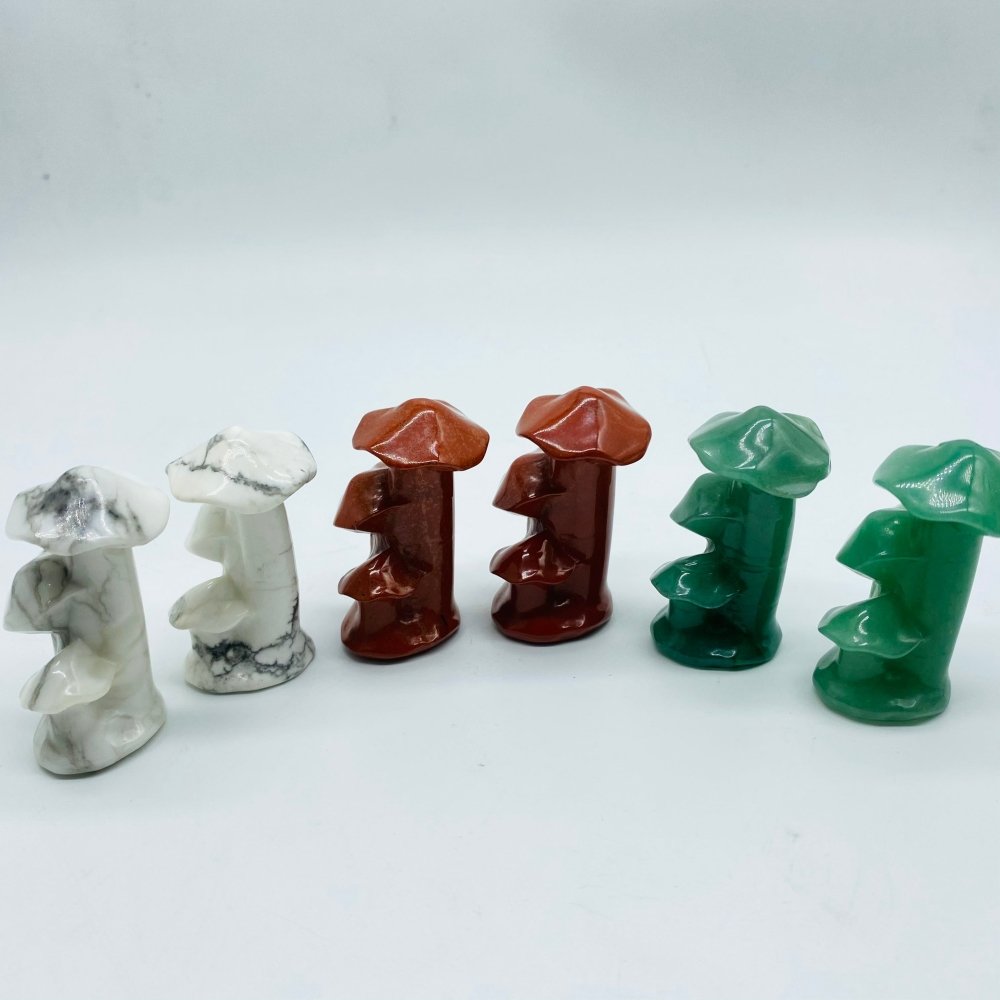 Howlite&Red Jasper Aventurine Mushroom Tree Carving Wholesale -Wholesale Crystals