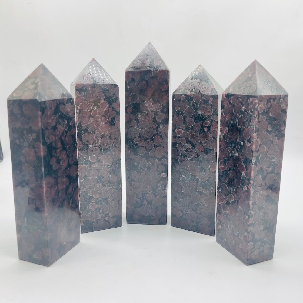 Large Garnet Mixed Astrophyllite Four-Sided Tower Point Wholesale -Wholesale Crystals