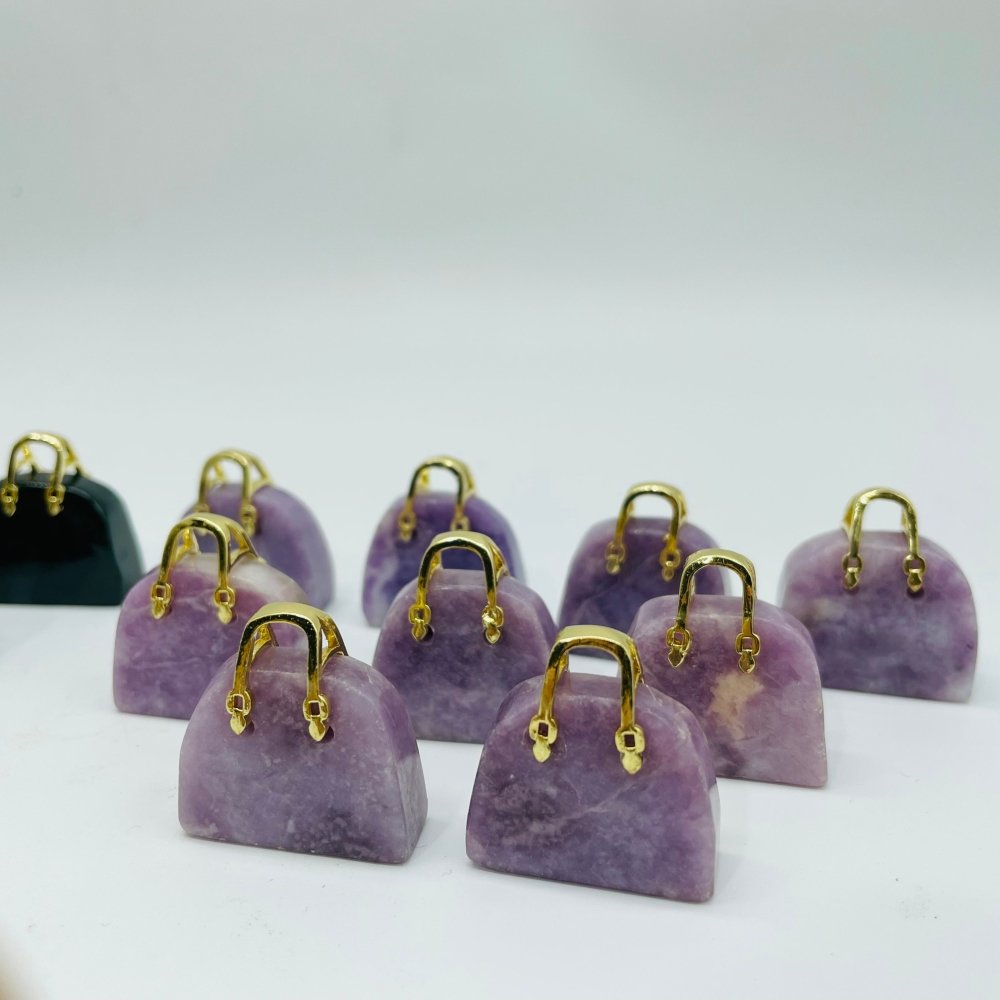 Lepidolite & Moss Agate Handbag Carving Wholesale -Wholesale Crystals