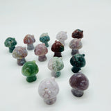 Mini Beautiful Ocean Jasper Mushroom House With Flower Carving Wholesale -Wholesale Crystals