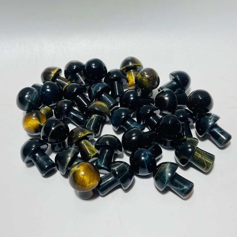 Mini Blue Mixed Yellow Tiger Eye Mushroom Wholesale - Wholesale Crystals